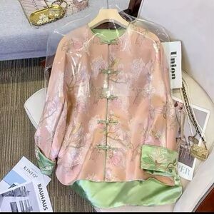 Pink Chinese Tang Suit Top Women Autumn Winter Modern Improved Female Jacket Nat